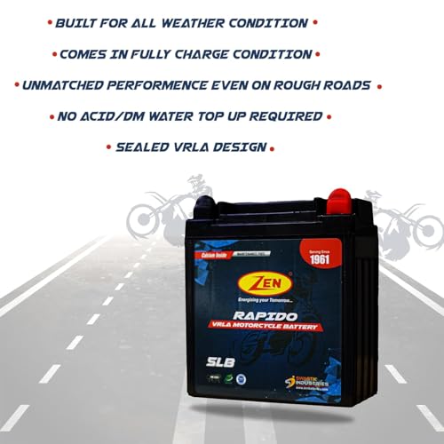Image of Zen 5LB 12V 5AH Motorcycle Rechargeable Battery for Two Wheelers Scooters Bikes SMF VRLA Maintenance Free