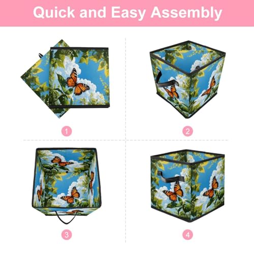 Grand bac de rangement avec motif papillon mignon pour étagères