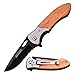 TAC Force TF-876 Spring Assist Folding Knife, Black Half-Serrated Blade, Natural Pakkawood Handle, 4.5-Inch Closed,Brown