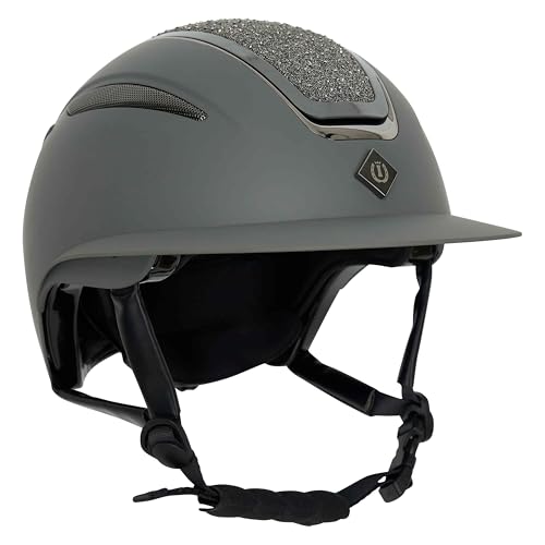 Bombe IRH Olania Deluxe fini les yeux éblouis à cheval grâce à la grande visière grise M