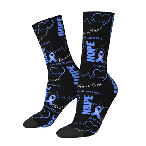 Hope For A Cure Colon Cancer Awareness Socks For Women Men Athletic Cushion Crew Socks Hiking Running Wicking Socks