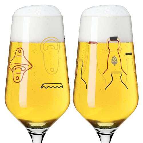 Vaso de cerveza de 300 ml Ritzenhoff Brauchzeit multicolor, juego de 2 con abrebotellas 6