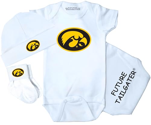 Image of Future Tailgater Collegiate Licensed 3 Piece Baby Clothing Gift Set (3-6 Months, Iowa Hawkeyes)