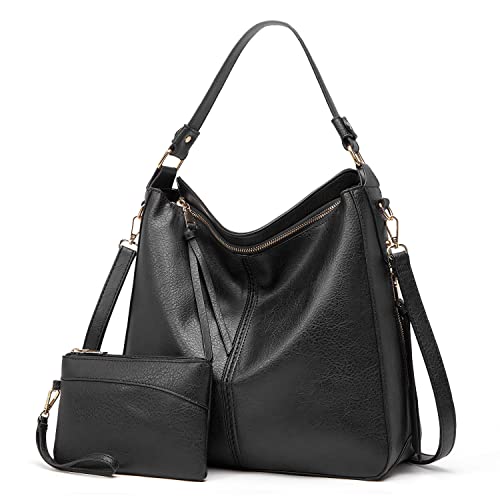 Meryado PU Cuero Señora Bolsos,Bolso de mano para mujer,Bolsa Hobo Mujer ，Bolso para Mujer de Crossbody Bolsa de Hombro Gran Capacidad y Alta Calidad (negro)