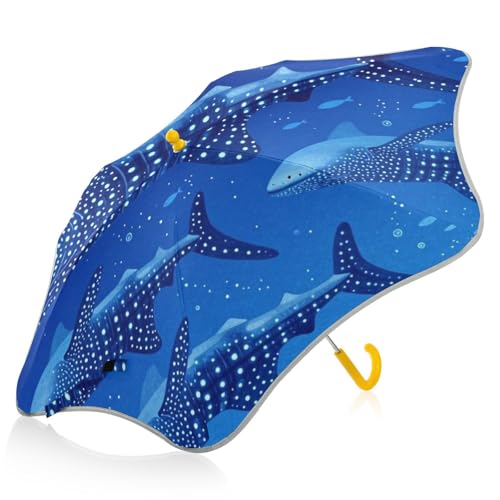 Paraguas para niños con diseño de ballena y tiburón infantil antitirones 2
