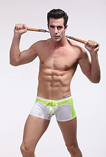 Iyunyi Men's Sexy Swimwear Transparent Swim Boxer Brief (Xl, White) #TOP2
