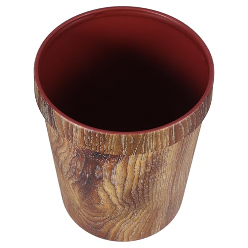 TOYANDONA Cubo de Basura Redondo con Diseño de Madera Vintage Papelera Pequeña para Baño Cocina Salón y Oficina Estilo Patrón Aleatorio Ecológico y Reutilizable