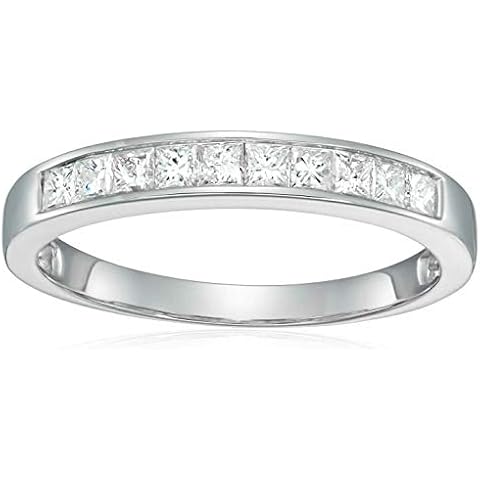 Vir Jewels 1/2 carat (ctw) Diamond Wedding Anniversary Band for Women Princess Cut 14K White Gold Channel Set 0.50 cttw, Size 8 Cover