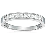 Vir Jewels 1/2 carat (ctw) Diamond Wedding Anniversary Band for Women Princess Cut 14K White Gold Channel Set 0.50 cttw, Size 6