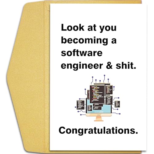 Qiliji Software Engineers Graduation Card, Funny Graduation Cards for Computer Sciences Graduate,...