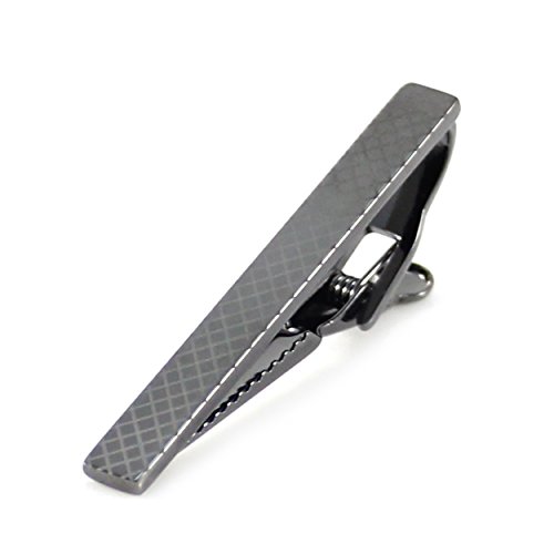 MENDEPOT Classic Gunmetal Lattice Pattern Tie Clip in Box (Gunmetal)