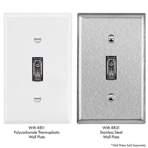 Enerlites Toggle, Single Pole Lighted Switch, 15A 120-277Vac, Grounding Screw, Residential Grade, Ul Listed, 88115L-C-10Pcs, (10 Pack), Illuminated-Clear, 10 Count #TOP2