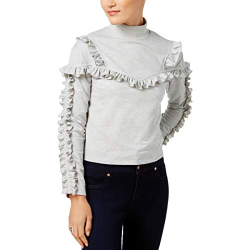 Buffalo David Bitton Womens Mock Neck Ruffled Pullover Top