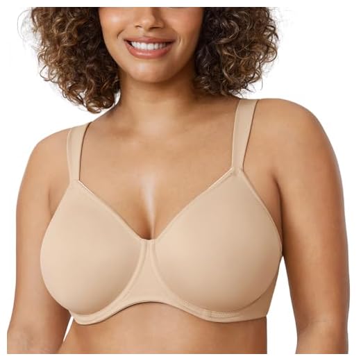 DELIMIRA Damen Minimizer BH Große Größen Ungefütterter Vollschalen mit Bügel Glatter Cup Beige 85E