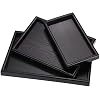 Food Tray Rec Solid Black Wood Tea Coffee Snack Food Meals Serving Tray Plate for Restaurant (30 * 20 * 2cm)