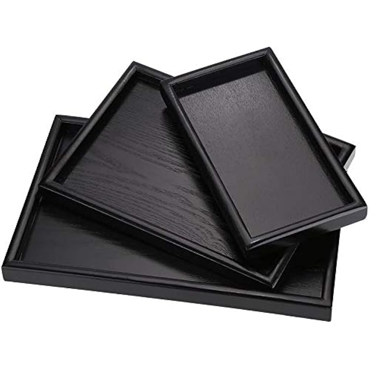 Food Tray Rec Solid Black Wood Tea Coffee Snack Food Meals Serving Tray Plate for Restaurant (30 * 20 * 2cm)
