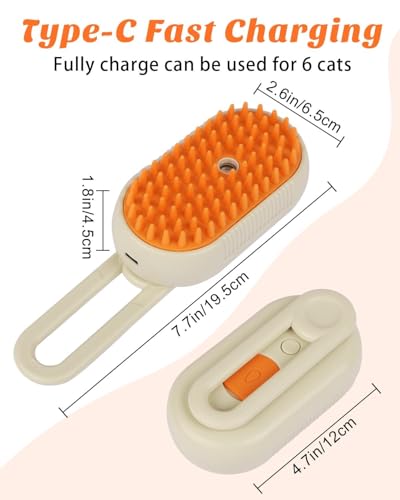 Image of 4-in-1 Cat & Dog Grooming Mist Steam Brush - Electric Pet Shedding Comb with Spray, Massage, and Cleaning - Anti-Hair Loss, Soft Silicone Bristles - for All Fur Types