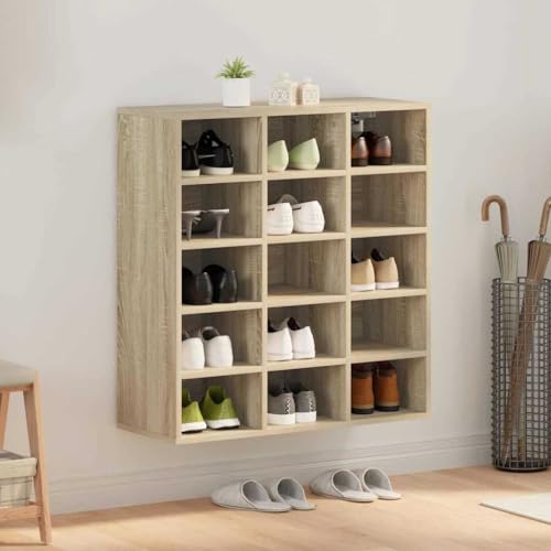 SooIarix Zapatero de roble Sonoma, material de madera, 77,5 x 30 x 83,5 cm, estrecho, cerrado con estantes, ahorra espacio para el pasillo y la entrada, práctico almacenamiento de zapatos