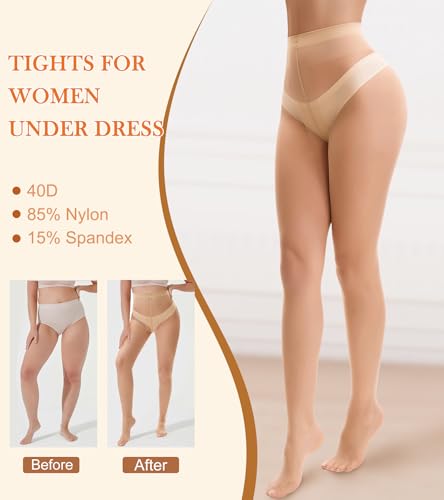 Image of 40D Ultra-Thin Women Sheer Tights Transparent Stockings for Women Control Top Pantyhose