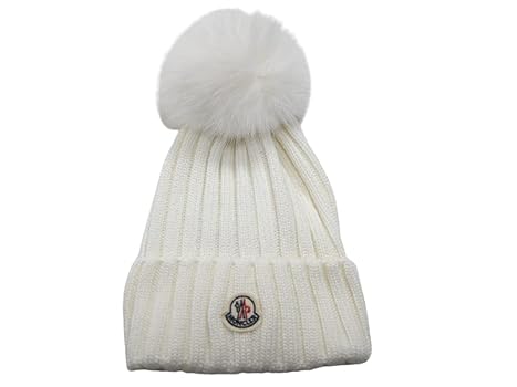 モンクレール ニット帽 白 MONCLER [爆買] モンクレール ニットキャップ リブ編み 3B000 36