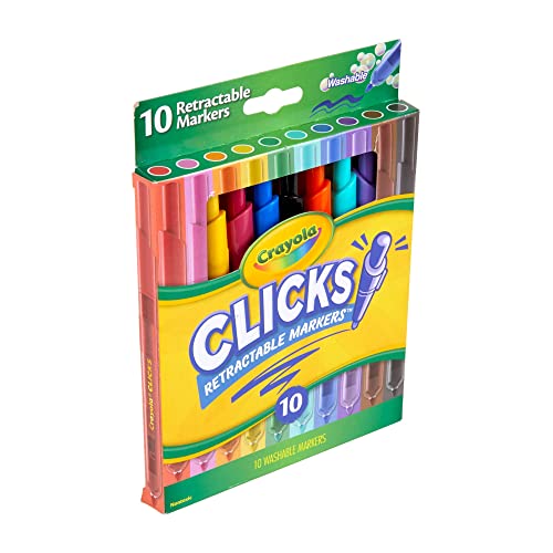 crayola clicks retractable tip markers 10ct stocking stuffers for kids amp toddlers cone tip washable art marker set coloring book supplies no dry 3