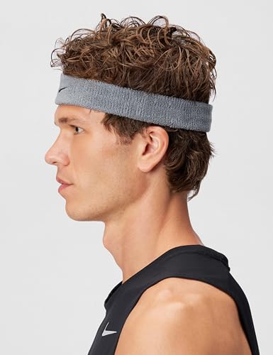 Image of NIKE Swoosh Classic Headband, Unisex - Cool Grey /Black, ONE Size