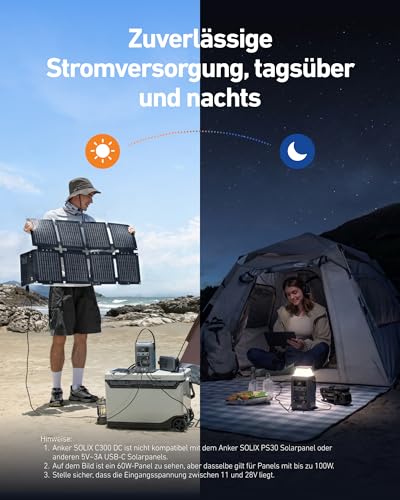 Anker SOLIX C300 DC Powerbank Powerstation, 288Wh Akku für mehrere Geräte, LiFePO4 Akku, 300W Solargenerator, Für Camping, Draußen, Reisen, Notfälle (Netzteil Nicht im Lieferumfang) – Bild 6