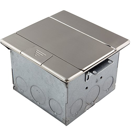 Enerlites Square Pop-Up Floor Box Kit, 4.75" X 4.75" Cover, 20A Tamper-Weather Resistant Receptacle Outlet, Watertight Gasket, Corrosive Resistant Hardware, 961241-S, Nickel Plated Brass (661241-S) #TOP2