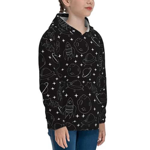 Spaceship Kids Pullover Hoodies Boys Sweatshirts Girls Athletic Clothes with Pocket3