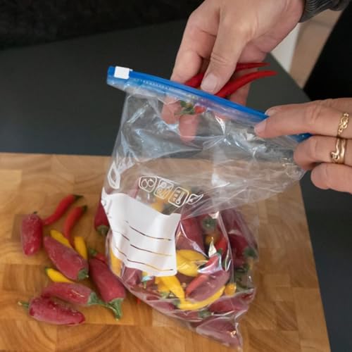 Image of Fresh Zipper Multi-Purpose Storage Slider Bags | zip lock bags for food storage | BPA Free Reusable Ziplock Pouch | Leakproof Bags for Marinate, Vegetables, Fruits (15 PCS BLUE ZIPPER BAG)
