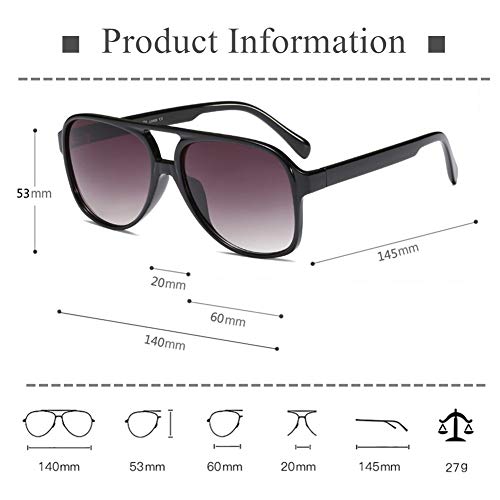 Image of LASPOR Vintage Retro Sunglasses for Women and Men Large Frame Classic 70s Glasses Squared Aviator Shades UV400 Protection