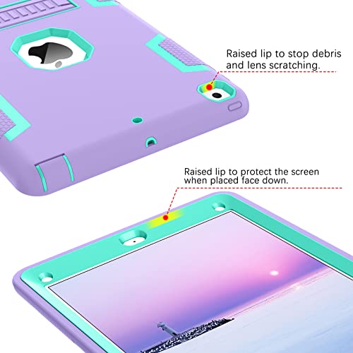 Bentoben Ipad Air 2 Case, Ipad Air 2Nd Generation Case, 3 In 1 Heavy Duty Rugged Shockproof Kickstand Protective Kids Girls Women Boys Men Tablet Cover For Ipad Air 2 A1566 A1567 (2014), Purple/Green #TOP4