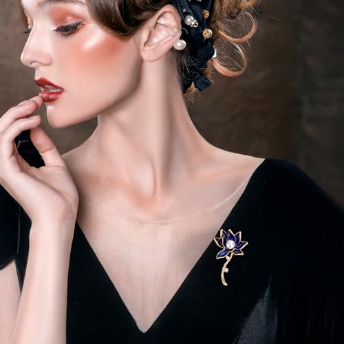 Image of wynameleri Women Brooches and Pins Flower Fashion Rhinestone Pin Gold Decorative Pins for Ladies Men