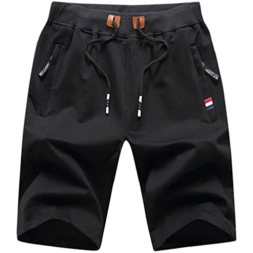 Short Homme Sport Coton Short avec Poches Zippées Short de Sport de Course de Musculation pour Homme Short de Sport en Coton Respirant avec Poches Cover