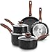 Kichly Non-Stick Granite 8 Pcs Cooking Pots and Pans Set Nonstick Cookware Induction Hob pan Set with 20cm, 28cm Frying Pan Set and 20cm,18cm & 16cm Saucepan Set with Lids