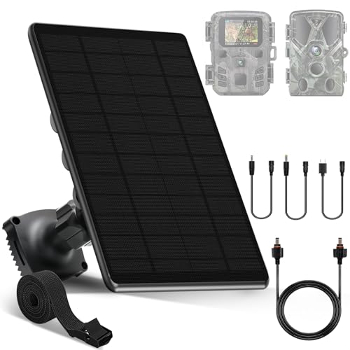 6W Solar Panel for Trail Camera,High-Efficiency Monocrystalline Silicon Solar Panels,Solar Charger Kit with Built-in Ternary Lithium Battery for Hunting Camera,Support 12V/9V/6V Output,IP66 Waterproof