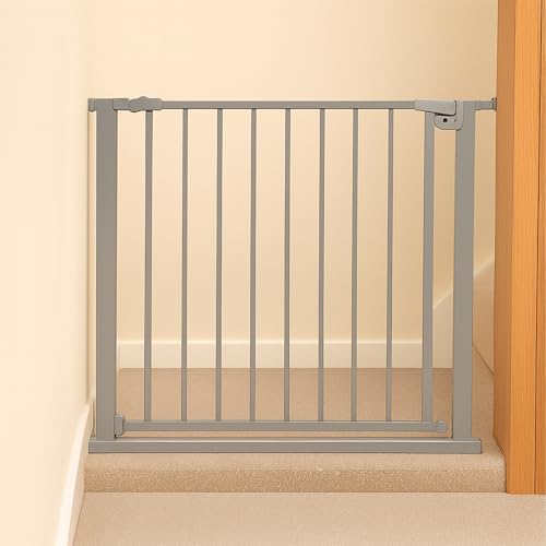 Relaxdays Treppenschutzgitter, 75–80 cm, ohne Bohren, Baby & Kleinkind, Treppe & Tür, Türschutzgitter zum Klemmen, grau