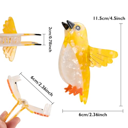 Decorative Bird Hair Clip Personalized Yellow Canary Design Acetate Material Safe & Textured Hair Accessory for Women Girls Gift