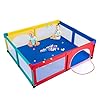 Costzon baby playpen for toddler large play yard indoor outdoor kids activity center with ocean balls non slip suction cups handlebars breathable mesh zipper door playpen for babies  urban country home decor