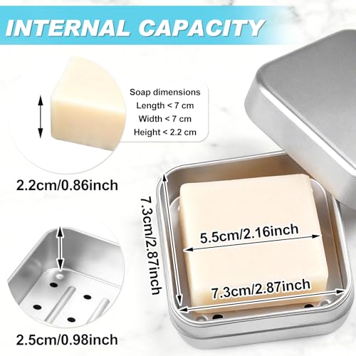 Soodyoow 2 Stück Seifendose aus Aluminium, Seifenbox, Seifendose Reise, Aufbewahrung Seifenschale Metall Aluminium mit Abtropfgitter und Deckel, Edelstahl Soap Box für Camping, Reisen, und Zuhause