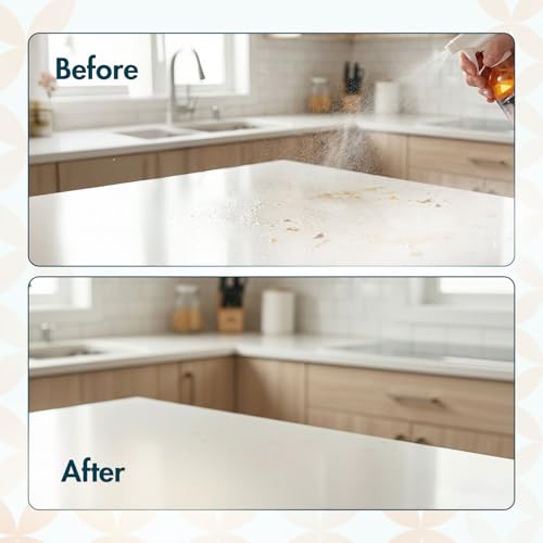 Image of Amazon Brand - Presto! Kitchen Multi Surface cleaner | 1.1 L | 550 ml x Pack of 2| Removes Tough Stains | Refreshing Fragrance | Suitable For All Kitchen Surfaces, Tiles, Marbels, Cabinets