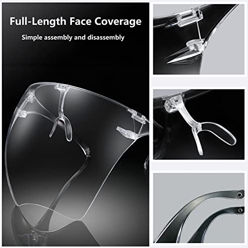 Face Shield With Glasses (Pack Of 4), Anti-Fog Clear Face Mask Full-Face Protection Reusable Breathable Goggles, Ultra Clear Reusable Goggles Style Splash Cover Guard Mouth Device #TOP4