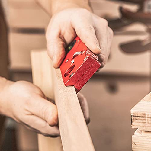 Chamfer Plane For Wood, Woodworking Edge Corner Flattening Tool With Backer And Auxiliary Locator, Woodworking Hand Planer For Quick Edge Planing With 7 Cutter Heads (Red) #TOP5