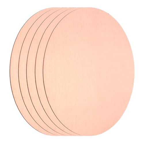 MECCANIXITY 5 Pcs Round Copper Plate, 80mm (3.15") Dia Pure Copper Sheets, 0.8mm(0.03") T2 Pure Copper Plates for Crafts, DIY, Electrical Repairs, Industrial Use