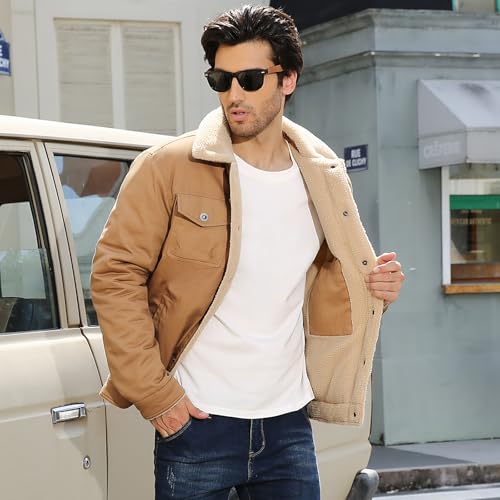 Image of Mens Winter Jacket Thick Thermal Warm Fleece Lined Sherpa Jacket 2026