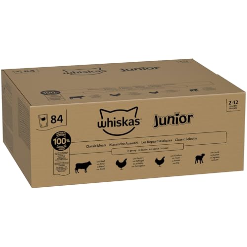 WHISKAS Junior Nassfutter in Sauce 84 x 85g Klassische Auswahl