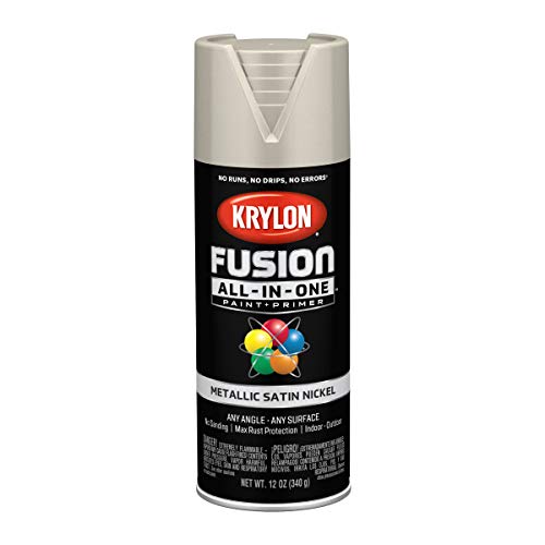 Image of Krylon Fusion All-In-One Adhesive Spray Paint for Indoor /Outdoor Use, 12 oz, Satin Nickel