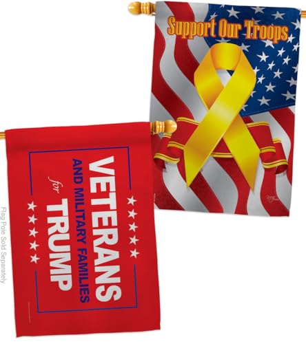 Trump Flag Red Veterans Troop Wall Hanging Home Poster Military Families Supporter MAGA 2024 Garden Outdoor Patriotic Patio Decoration, Republican Gifts Made in USA