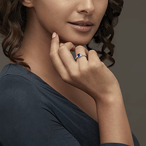 3.80 Carat Blue Sapphire and Diamond Baguette Wedding Band Rings For Women 14K White Gold Anniversary Enagagement Prong Setting (Centre Blue Gemstone 3 ctw,Clarity I2, Color HI)2