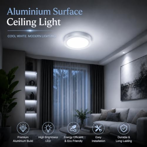 Image of Instapower Aluminium Surface Ceiling Light Ultra Slim Round LED Downlight 2-Year Warranty (Cool White-8W)